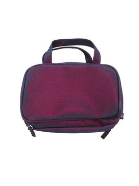 Avon Maroon Iridescent Cosmetic Makeup Travel Bag 3 Sections 9" x 6" x 2.5" NWOT